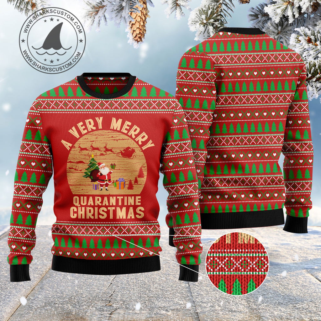 A Very Merry Quarantine Christmas Ugly Christmas Sweater Christmas Gifts For Men 2024