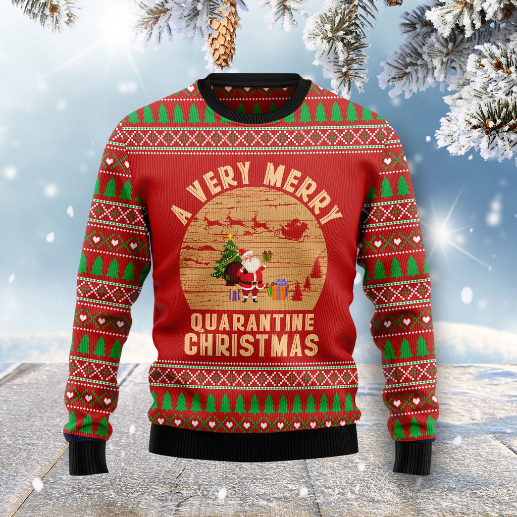 A Very Merry Quarantine Christmas Ugly Christmas Sweater Christmas Gifts For Men 2024