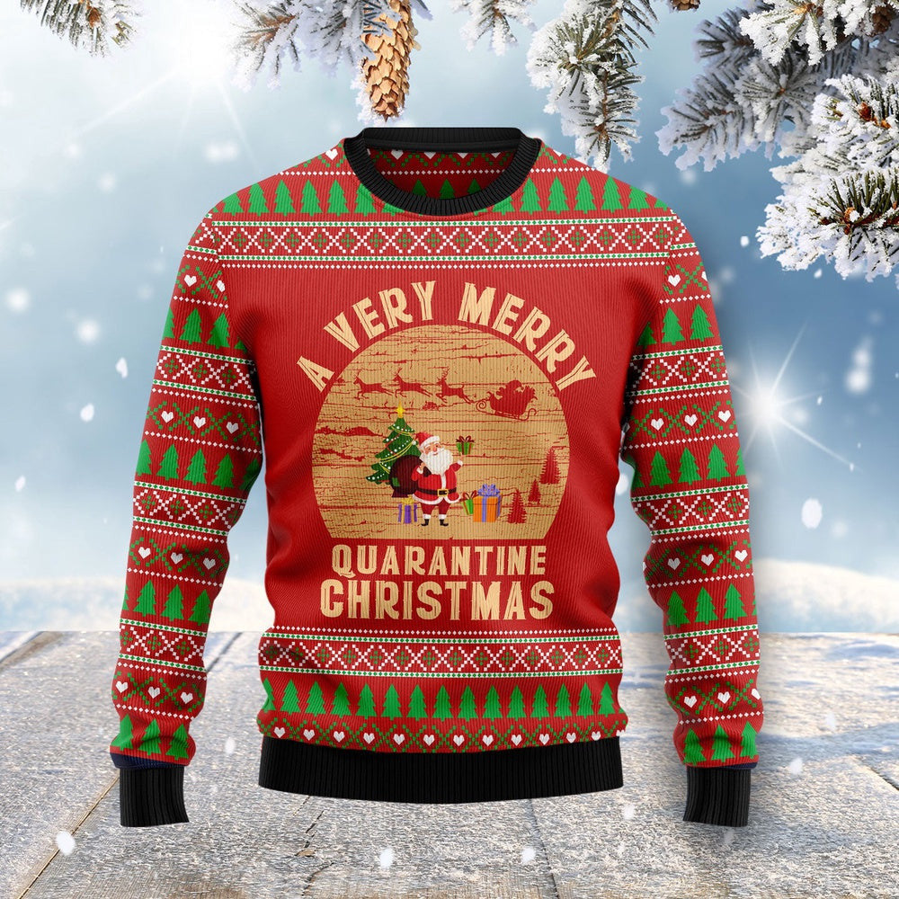 A Very Merry Quarantine Christmas Ugly Christmas Sweater Funny Gifts for Friends
