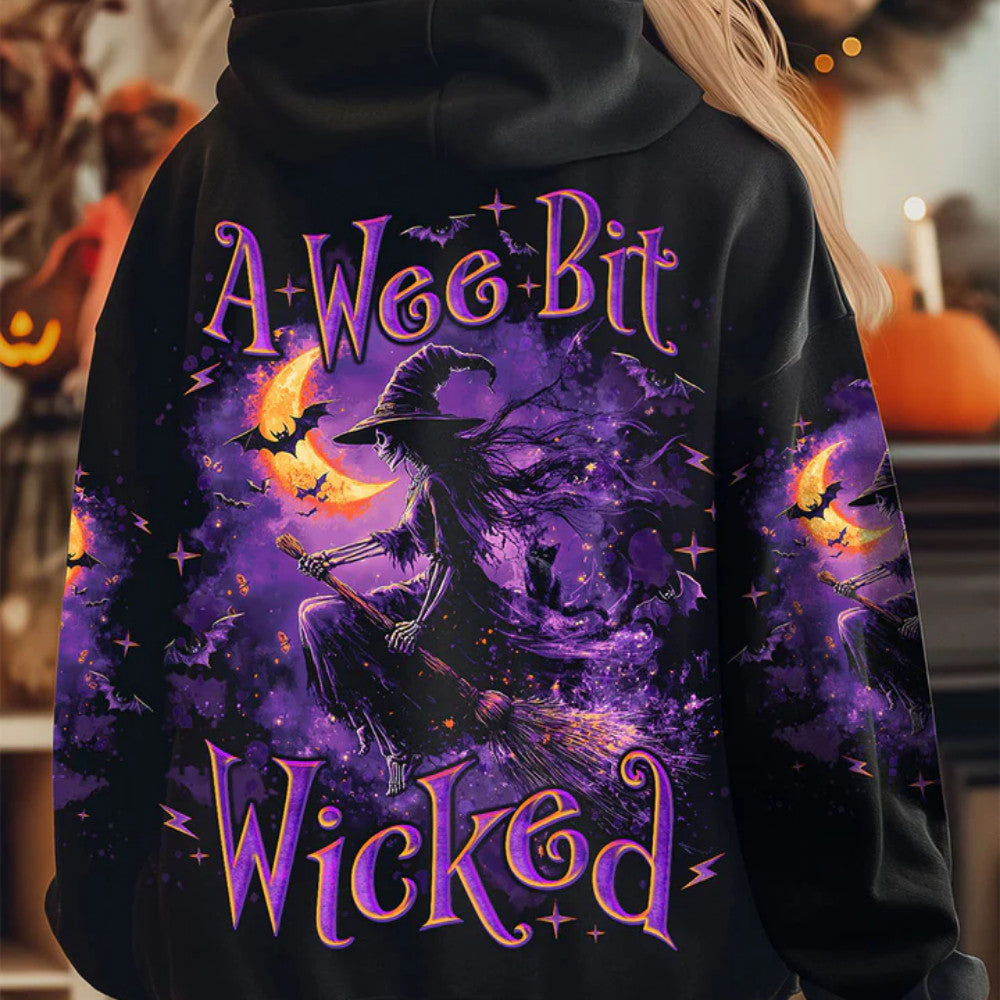 A Wee Bit Wicked Halloween Black Hoodie Skull Merch Good Mothers Day Gifts