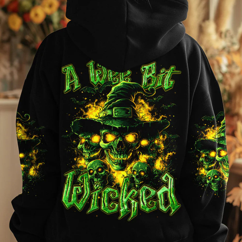 A Wee Bit Wicked Halloween Hoodie Mother’s Day Merch Skull Themed Gifts