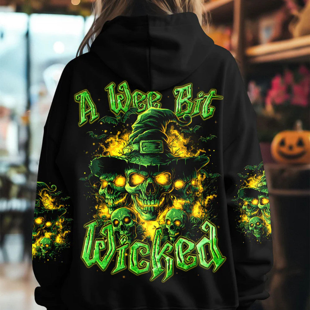 A Wee Bit Wicked Halloween Hoodie Mother’s Day Merch Skull Themed Gifts